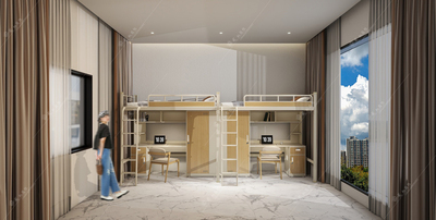 13双爬梯两人位上床下桌公寓床