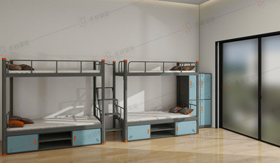 两连体中梯上下铺+床底柜