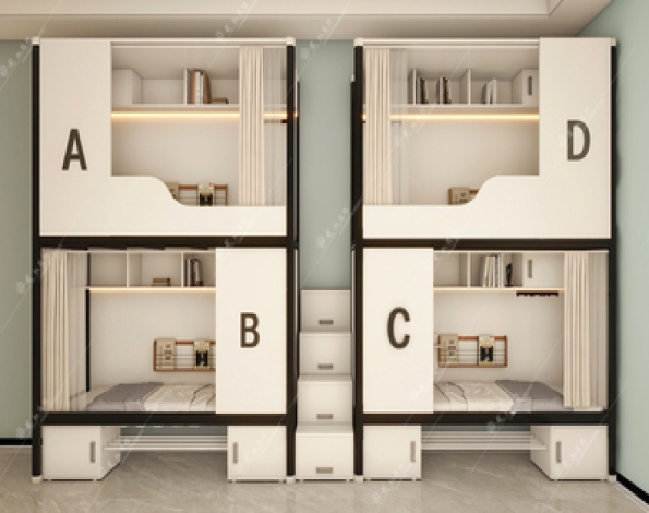 龙权家具-两连体学校宿舍床