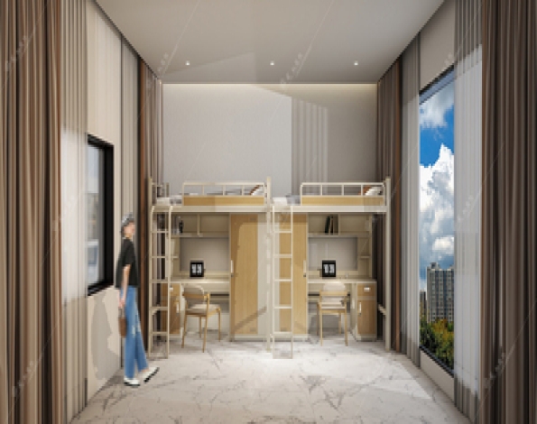 13双爬梯两人位上床下桌公寓床