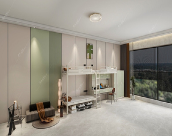 4爬梯三人位两连体办公桌上下铺