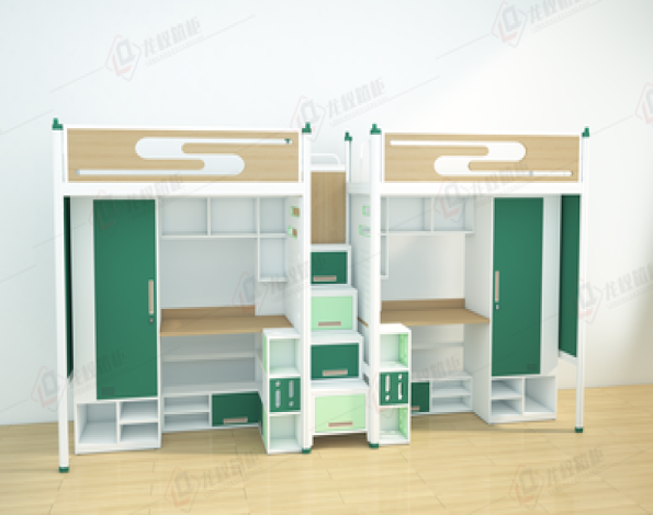 专定制学生公寓床上床下桌两连体步梯款式